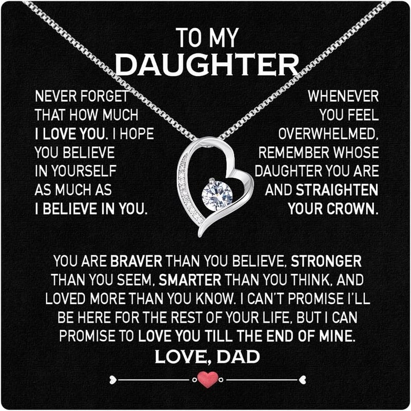 Larvincy To My Daughter Necklace From Dad With Heartfelt Message & Elegant Box, Gifts For Daughter From Father, Beautiful Jewelry Gift From Love Daddy On Graduation, Birthday, Wedding, Christmas - Image 1
